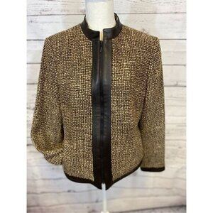 Kate Hill Faux Leather Trimmed Jacket Size 8